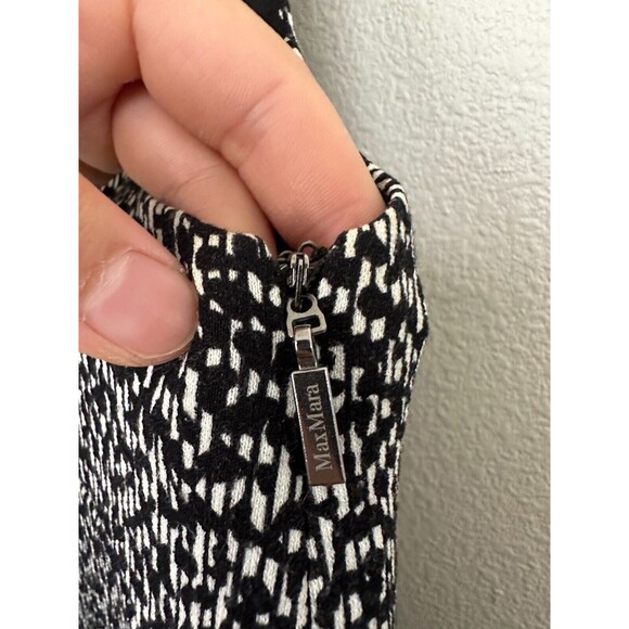 MaxMara Sheath Patchwork Dress V-Neck Workwear Black Blue Size 8 Made in Italy - Picture 5 of 9